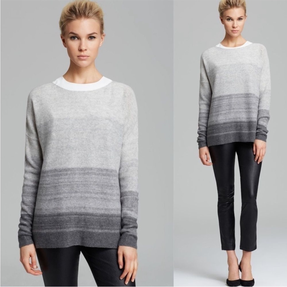 Vince Grey Ombré “Degrade” 100% Cashmere Sweater, size XL